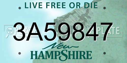 3A59847 New Hampshire License Plate