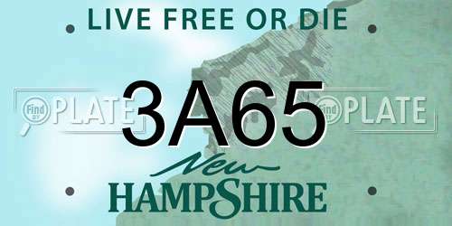 3A65 New Hampshire License Plate
