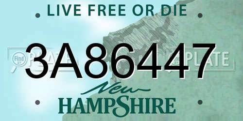 3A86447 New Hampshire License Plate