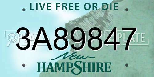 3A89847 New Hampshire License Plate