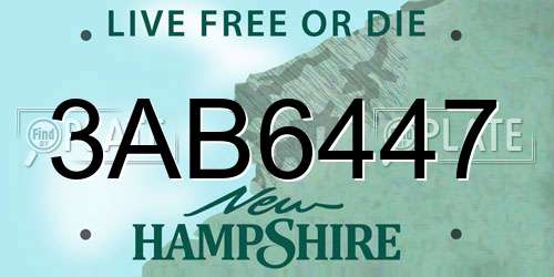 3AB6447 New Hampshire License Plate