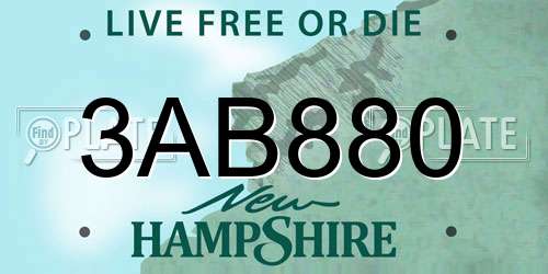 3AB880 New Hampshire License Plate
