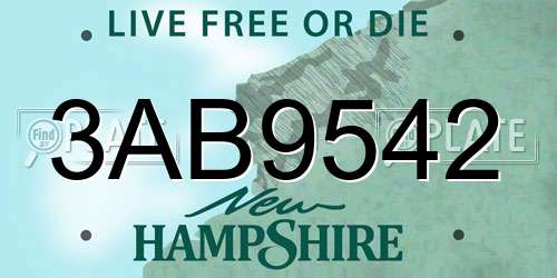 3AB9542 New Hampshire License Plate
