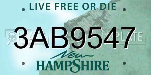 3AB9547 New Hampshire License Plate