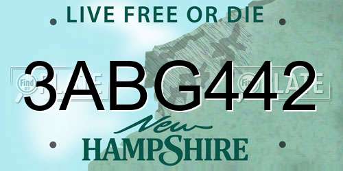 3ABG442 New Hampshire License Plate