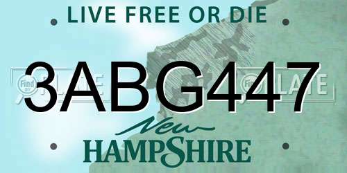 3ABG447 New Hampshire License Plate