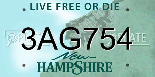 3AG754 New Hampshire License Plate