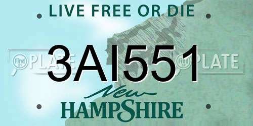 3AI551 New Hampshire License Plate