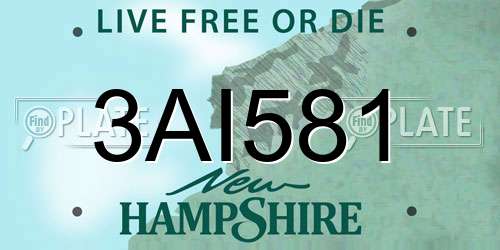 3AI581 New Hampshire License Plate