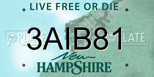 3AIB81 New Hampshire License Plate