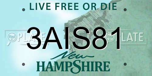 3AIS81 New Hampshire License Plate