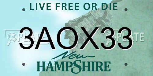 3AOX33 New Hampshire License Plate