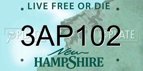 3AP102 New Hampshire License Plate