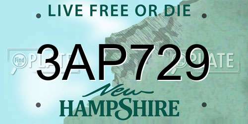 3AP729 New Hampshire License Plate