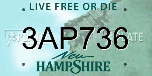 3AP736 New Hampshire License Plate