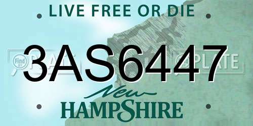 3AS6447 New Hampshire License Plate