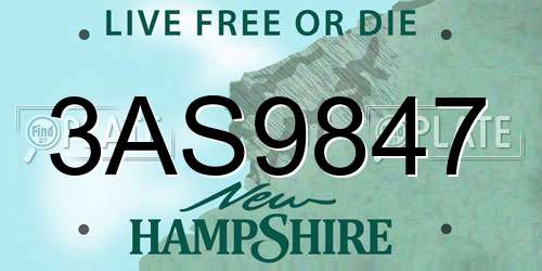 3AS9847 New Hampshire License Plate