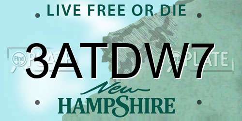 3ATDW7 New Hampshire License Plate