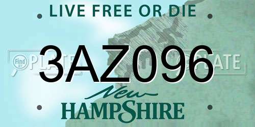 3AZ096 New Hampshire License Plate
