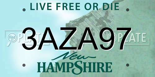 3AZA97 New Hampshire License Plate