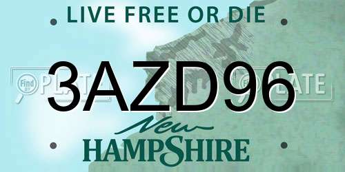 3AZD96 New Hampshire License Plate