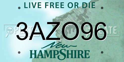 3AZO96 New Hampshire License Plate