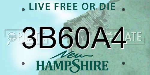 3B60A4 New Hampshire License Plate