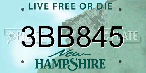 3BB845 New Hampshire License Plate
