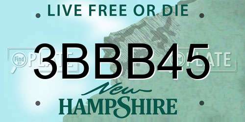 3BBB45 New Hampshire License Plate