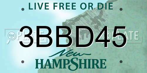 3BBD45 New Hampshire License Plate