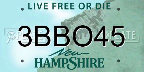 3BBO45 New Hampshire License Plate