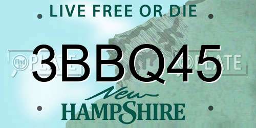 3BBQ45 New Hampshire License Plate