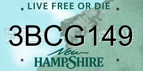 3BCG149 New Hampshire License Plate