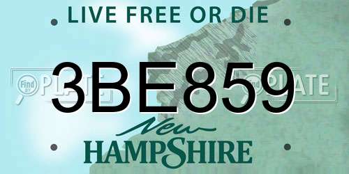 3BE859 New Hampshire License Plate