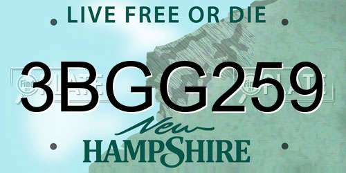 3BGG259 New Hampshire License Plate