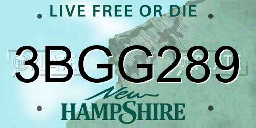 3BGG289 New Hampshire License Plate