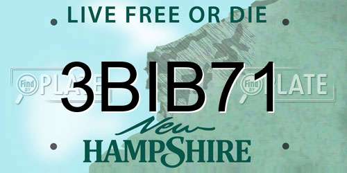 3BIB71 New Hampshire License Plate