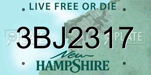 3BJ2317 New Hampshire License Plate