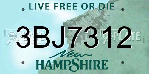 3BJ7312 New Hampshire License Plate