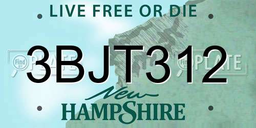 3BJT312 New Hampshire License Plate