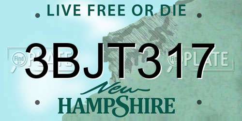 3BJT317 New Hampshire License Plate