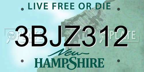 3BJZ312 New Hampshire License Plate