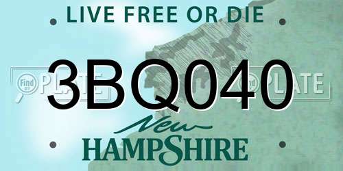 3BQ040 New Hampshire License Plate