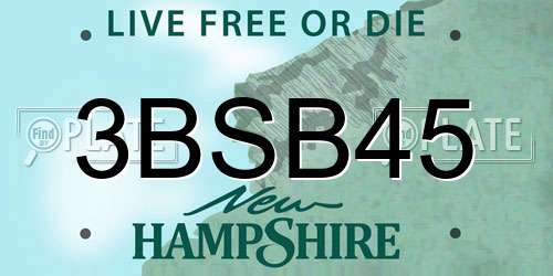 3BSB45 New Hampshire License Plate