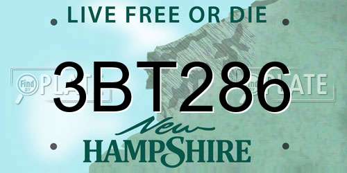 3BT286 New Hampshire License Plate