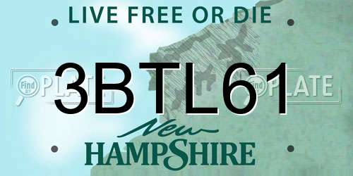 3BTL61 New Hampshire License Plate