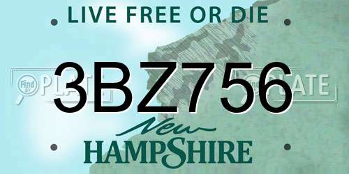 3BZ756 New Hampshire License Plate