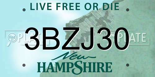 3BZJ30 New Hampshire License Plate
