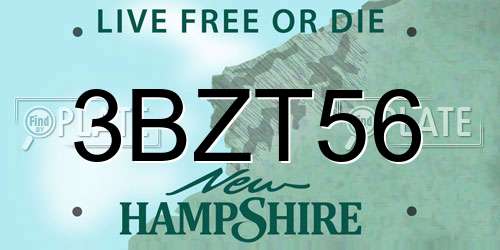 3BZT56 New Hampshire License Plate