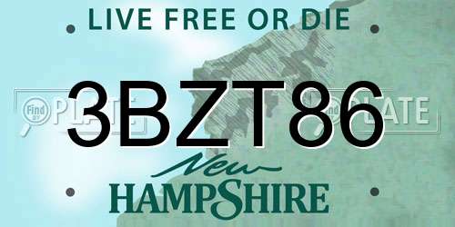 3BZT86 New Hampshire License Plate